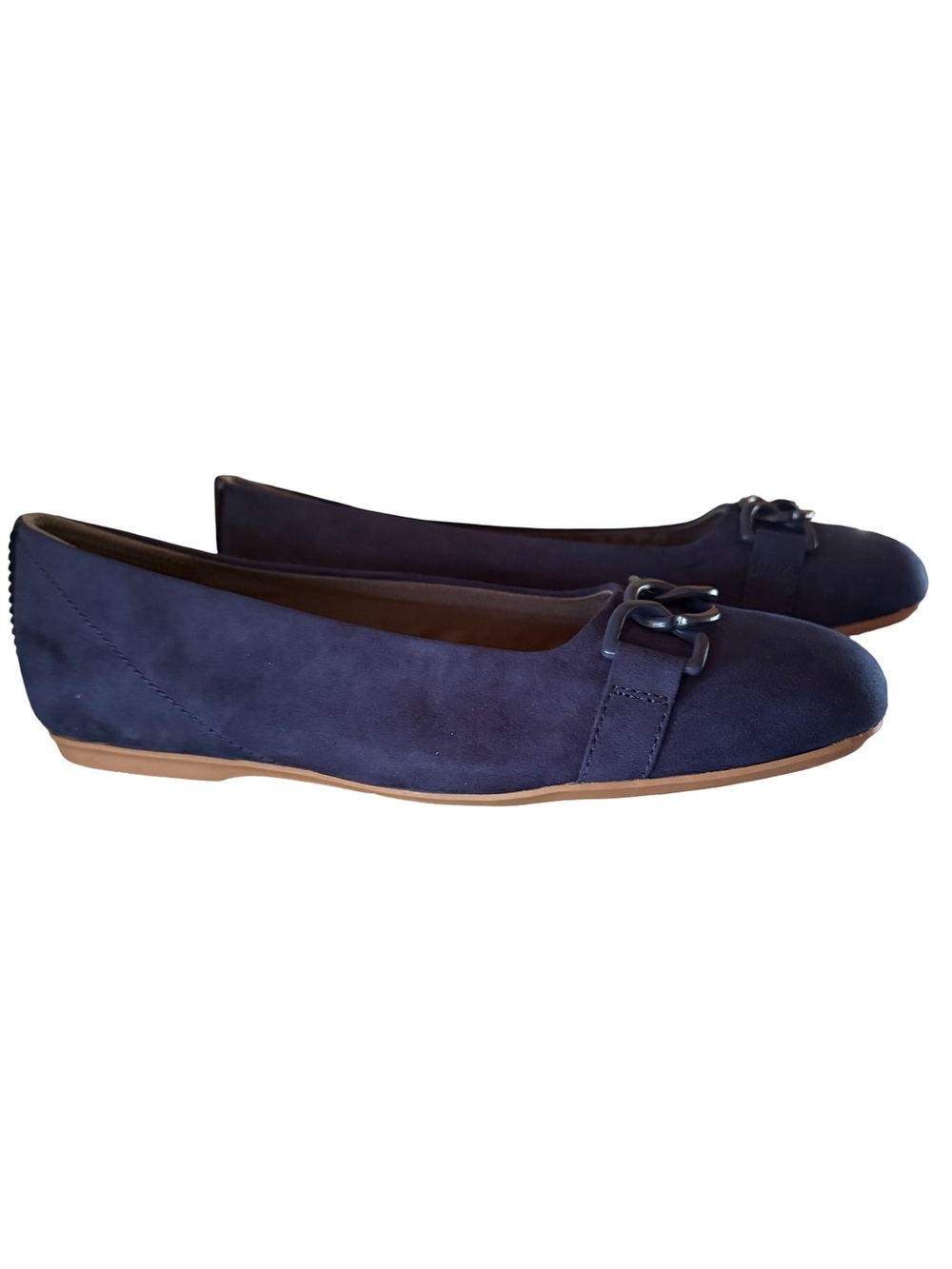 Dr. Scholl's Navy Suede Slip-On Flats with Chain Accent